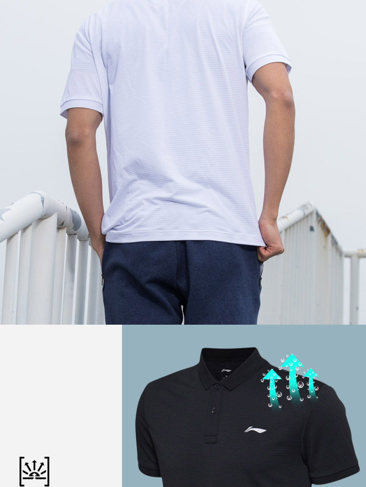 Li Ning ngắn tay áo polo của nam giới đào tạo loạt nhanh chóng làm khô mát ve áo đan thể thao áo polo nike