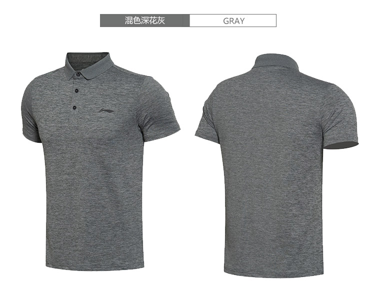 Li Ning áo sơ mi tay ngắn nam nhanh khô thoáng mát đan áo thể thao mùa hè ngắn APLM137 áo polo tay dài