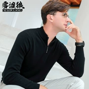 Áo len nam mùa đông mới tinh khiết áo len cashmere nam dây kéo nửa cao cổ áo trung niên dày áo len ấm áp nửa dây kéo - Áo len Cashmere