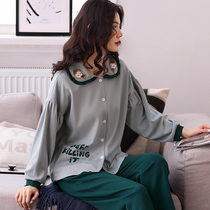 Autumn pajamas women cotton long sleeves Spring and Autumn Home clothing cotton two-piece loose casual thin cardigan suit women