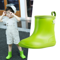 Hellozebra Japanese children rain shoes Baby soft rain boots Boy female student toddler non-slip lightweight water shoes green