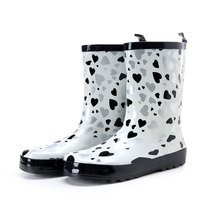 Hellozebra Japanese fashion rain boots Mid-tube cute rain boots Water boots Adult waterproof shoes Womens water shoes rubber shoes