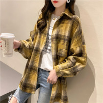 Grated Plaid Shirt Womens 2021 New Autumn and Winter Design Sense Small House Refugugang Flavor Lazy Shirt Coat