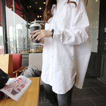 White Shirt Woman Autumn 2022 New Loose Bf Wind Double Pocket Casual Blouse in the Korean version of the Long Lining Clothes