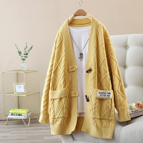 Шерстяной осенний кардиган, демисезонный лонгслив, свитер, куртка, свободный крой, коллекция 2022, V-образный вырез