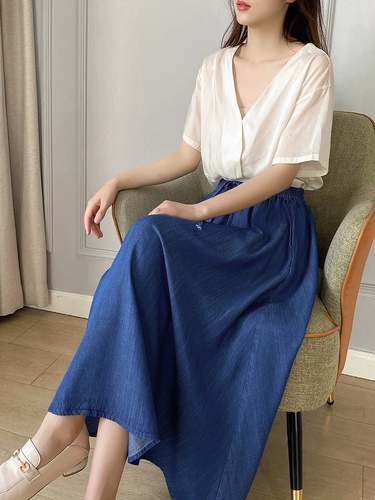 Весенняя летняя джинсовая юбка, А-силуэт