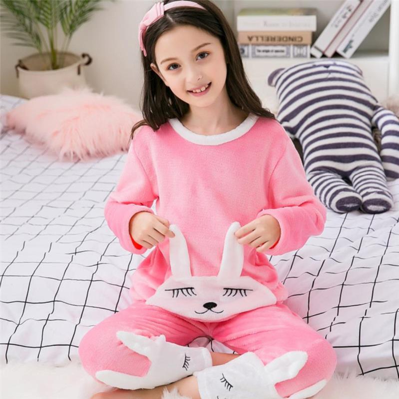 Mùa xuân và mùa thu. Trẻ em mùa thu / mùa đông pajama set cô gái mảnh của nhung san hô ấm mỏng cộng với nhung dài tay quanh cổ áo chị nam.