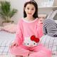 Mùa xuân và mùa thu. Trẻ em mùa thu / mùa đông pajama set cô gái mảnh của nhung san hô ấm mỏng cộng với nhung dài tay quanh cổ áo chị nam.