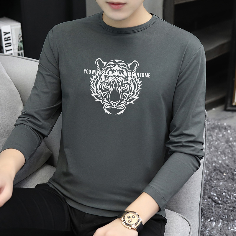 2022 New Long Sleeve T - shirt Men Autumn Model Put a Tiger - Printed Top - collar shirt