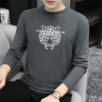 2020 new long sleeve T-shirt men autumn modal base shirt trend tiger head print shirt