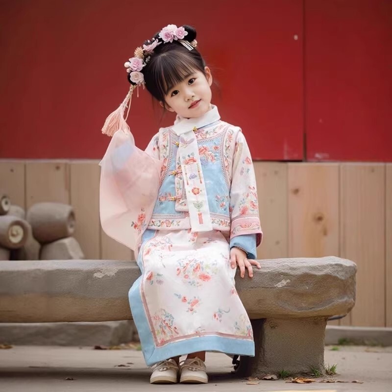 Children's Princess-Style Clothing, Palace-Style Girls' Hanfu, Autumn New Chinese-Style Cheongsam, Baby Cheongsam Dress, Tang Suit, Qing Dynasty Hanfu