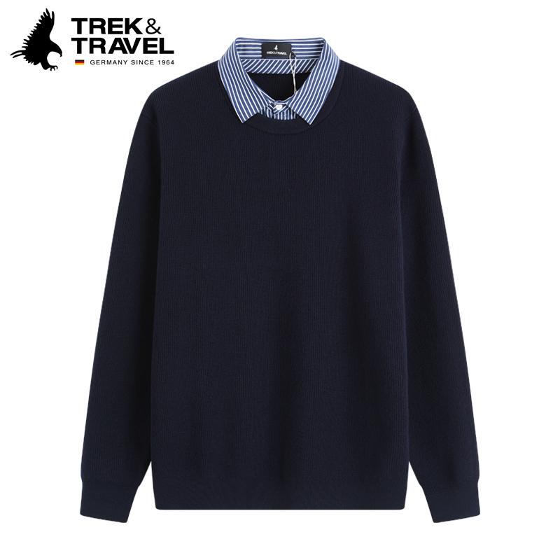 Trektravel German Flying Eagle Fake Two-Piece Knit Sweater Men's Spring Business Casual Shirt Collar Turn-Down Collar Sweater Trektravel German Flying Eagle Fake Two-Piece Knit Sweater Men's Spring Business Casual Shirt Collar Turn-Down Collar Sweater