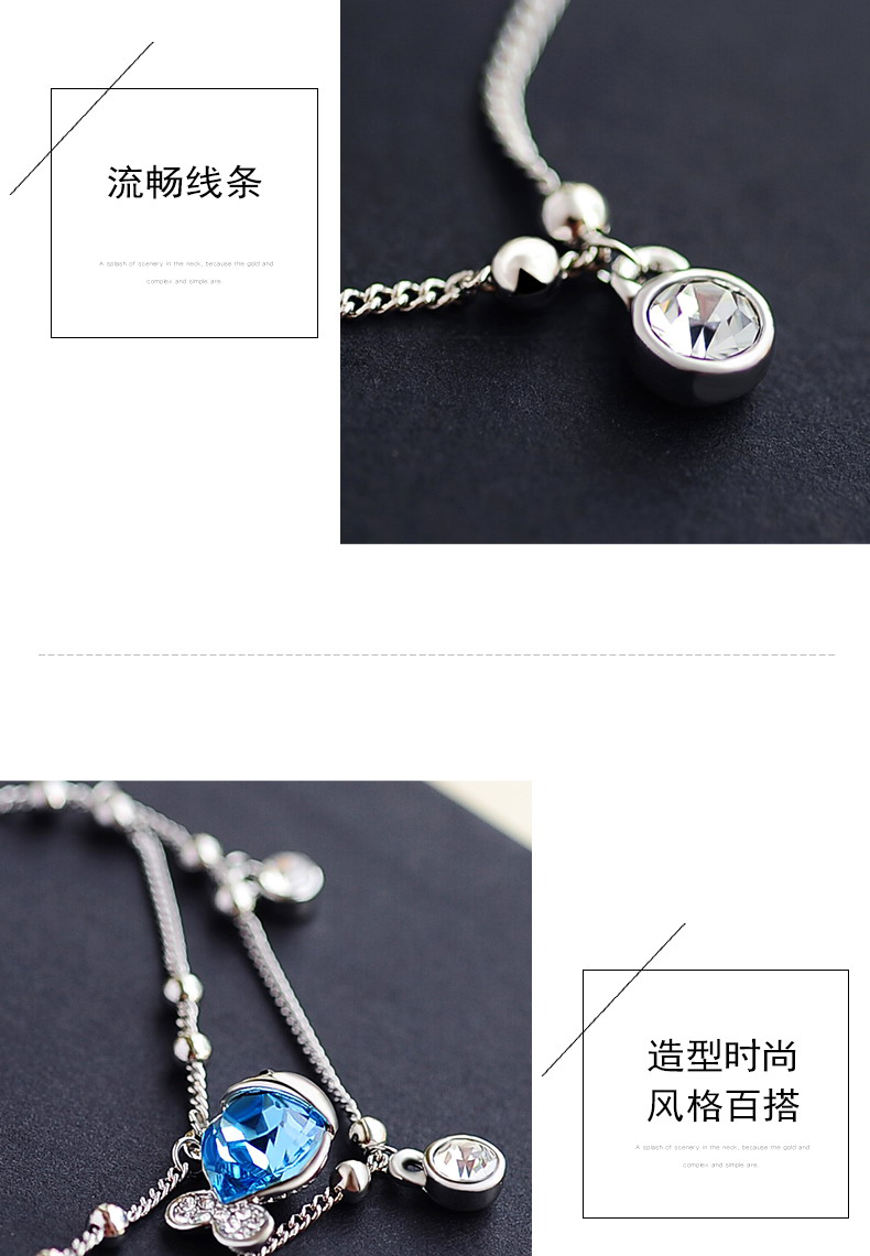 Swarovski Elements Cá nhỏ vòng chân pha lê Nữ phiên bản Hàn Quốc Đơn giản Sen sinh viên Bộ đôi tươi vòng chân titin ko gỉ