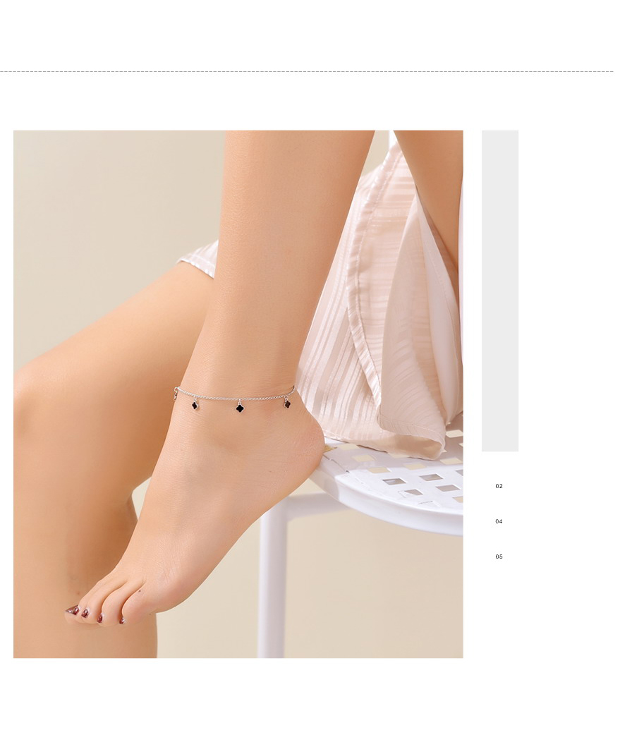 Hạnh phúc bốn lá cỏ ba lá s925 bạc vòng chân nữ phiên bản Hàn Quốc sinh viên đơn giản Sen Sở cá tính tươi những mẫu lắc chân đẹp nhất
