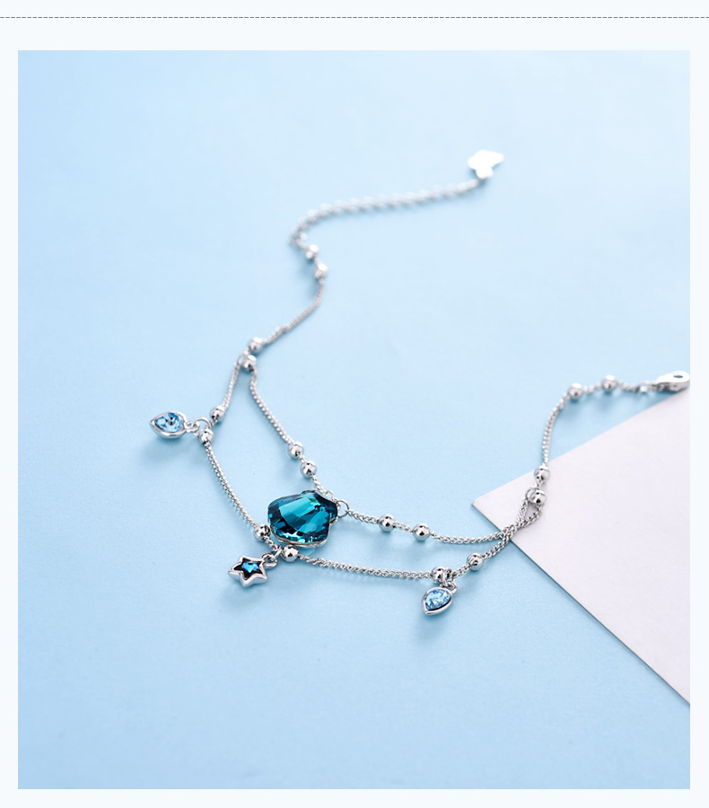 Swarovski Elements Ocean Wind Crystal Anklet phiên bản Hàn Quốc Nữ sinh viên đơn giản Sen tươi lắc chân nam