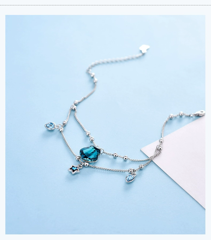 Swarovski Elements Ocean Wind Crystal Anklet phiên bản Hàn Quốc Nữ sinh viên đơn giản Sen tươi