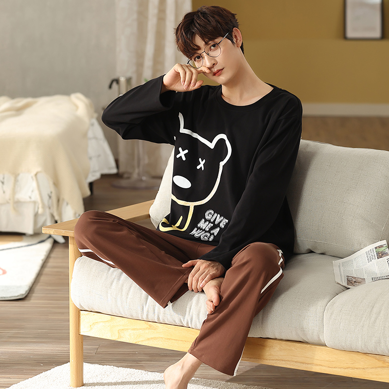 Men's pajamas spring and autumn pure cotton long sleeve suit in the old father in autumn and winter, loose home clothing
