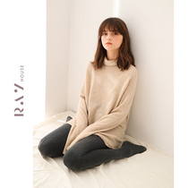 RAYHOUSE cotton warm heat storage thickening plus velvet foot pantyhose women 1000D vertical stripes micro pressure thin