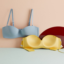 Detachable without steel rim thin small chest summer underwear women strapless chest gathered half cup unscented bra bra