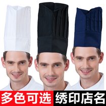 Chef work hat black hotel restaurant baking chef kitchen female male anyway cloth hat tall chef thickened