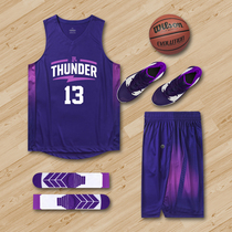 Purple basketball suit mens customized summer competition team uniform blue jersey customized printing number Drew League series