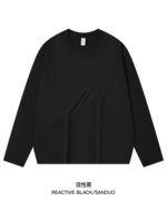 Активный черный [длинный рукав-245G тяжелый чистый хлопок]