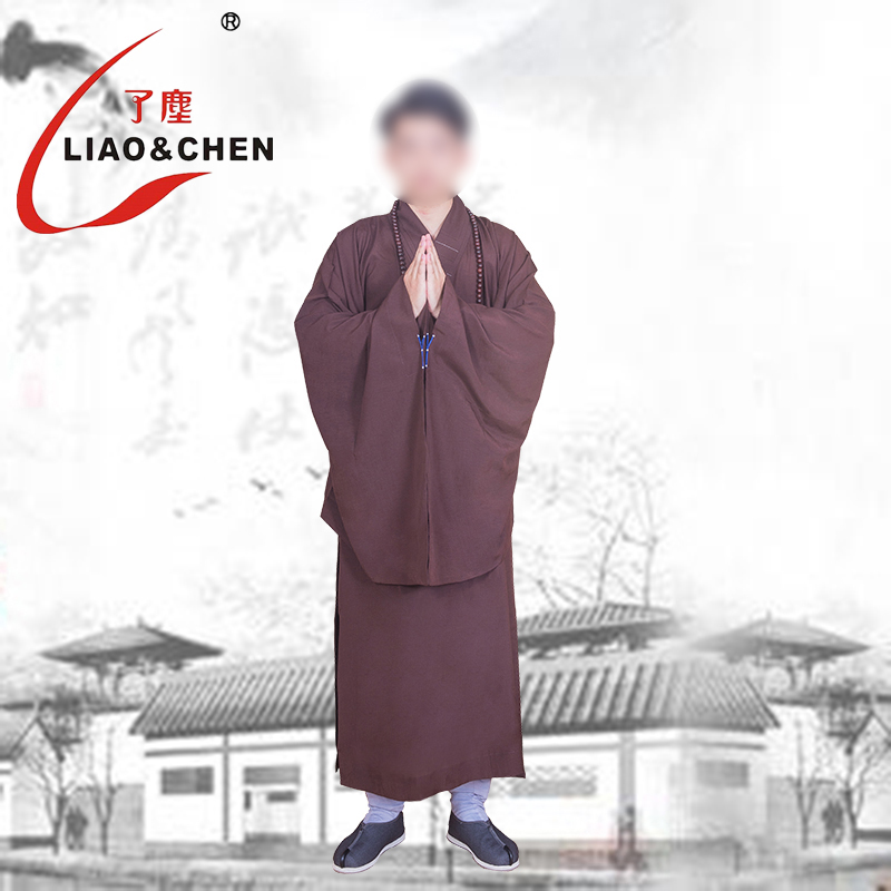 Dust Haiqing Taiwan Linen Lay Costume Breathable Coffee Color Buddhist Costume Festival Monk Costume Meditation Dress Black Robe