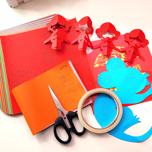 【拍二送一】【烈儿专享】中国风剪纸儿童手工纸益智玩具三角四角六角窗花剪纸节日剪纸diy手工十二生肖