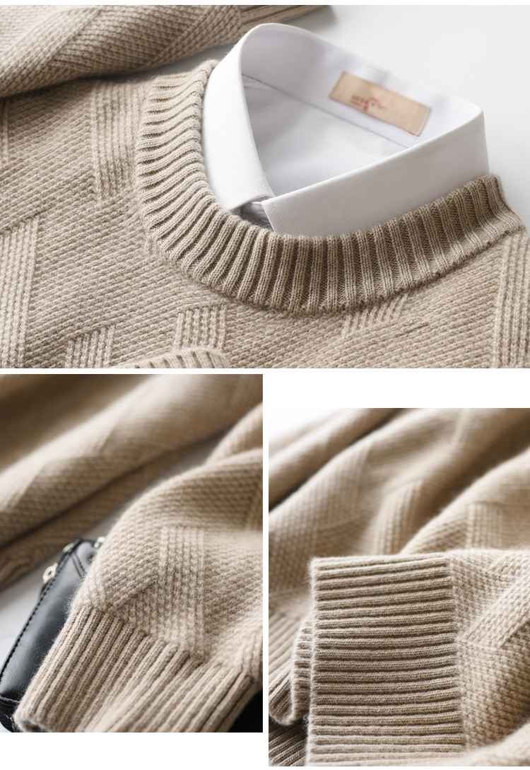 Áo len cashmere của Mu Mu cho nam áo len cổ tròn dày nam nửa cổ cao rộng 2018 áo len mới mùa đông và mùa đông shop áo thun nam