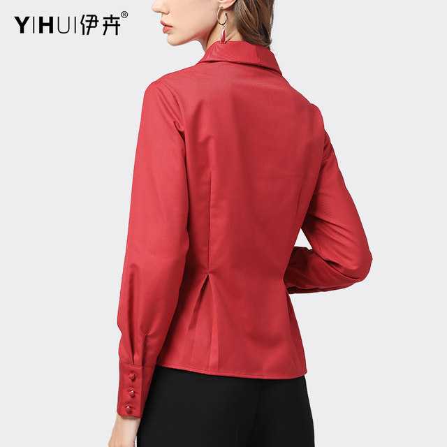 Design sense professional shirt long-sleeved waist jacket winter plus velvet spring red female zodiac year shirt slim temperament