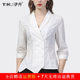 Shirt women's short irregular top professional design slim fit and thin shirt double breasted 2022 autumn new style