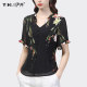 European goods printed chiffon shirt women's v-neck fashion thin shirt 2022 summer new chic small shirt short-sleeved