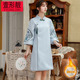 phụ nữ Trung Quốc của quần áo hiện đại mùa thu / mùa đông Trung Quốc gió sườn xám kiểu Tang ăn mặc sửa đổi phiên bản của tóc thời trang phong cách retro trẻ của phụ nữ