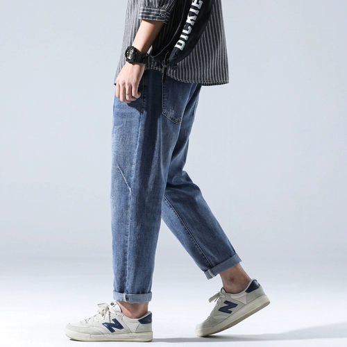 Летние эластичные осенние японские джинсы, штаны для отдыха, свободный прямой крой