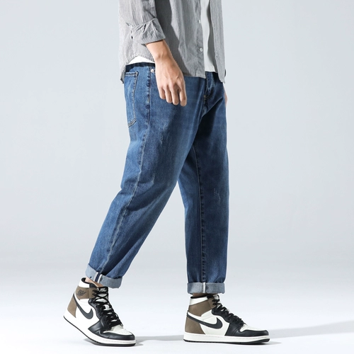 Летние тонкие светлые японские ретро джинсы, штаны, свободный прямой крой