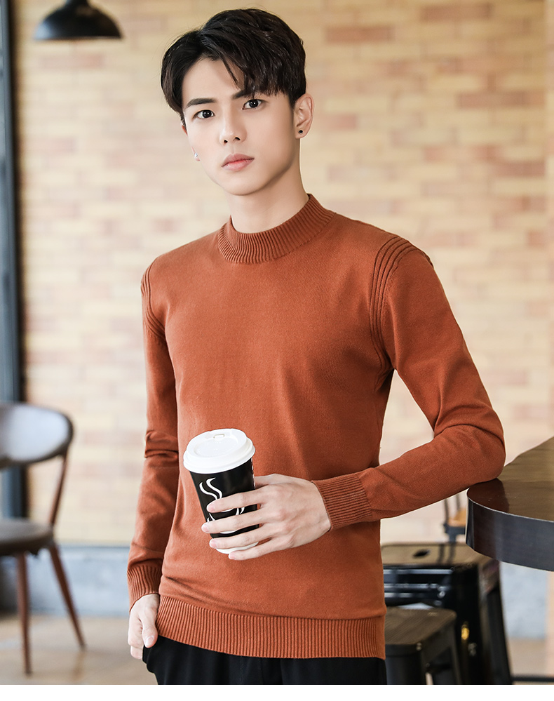 Mùa thu đông cộng với áo len nhung nam dày nửa cổ cao ấm áp đẹp trai xu hướng phiên bản Hàn Quốc của áo len tự trồng áo nam