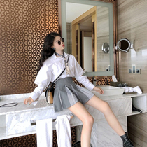 Small sub-high suit woman Early autumn 2020 New Fried Street Loose Long Sleeve Shirt Short Skirt Career Two Sets