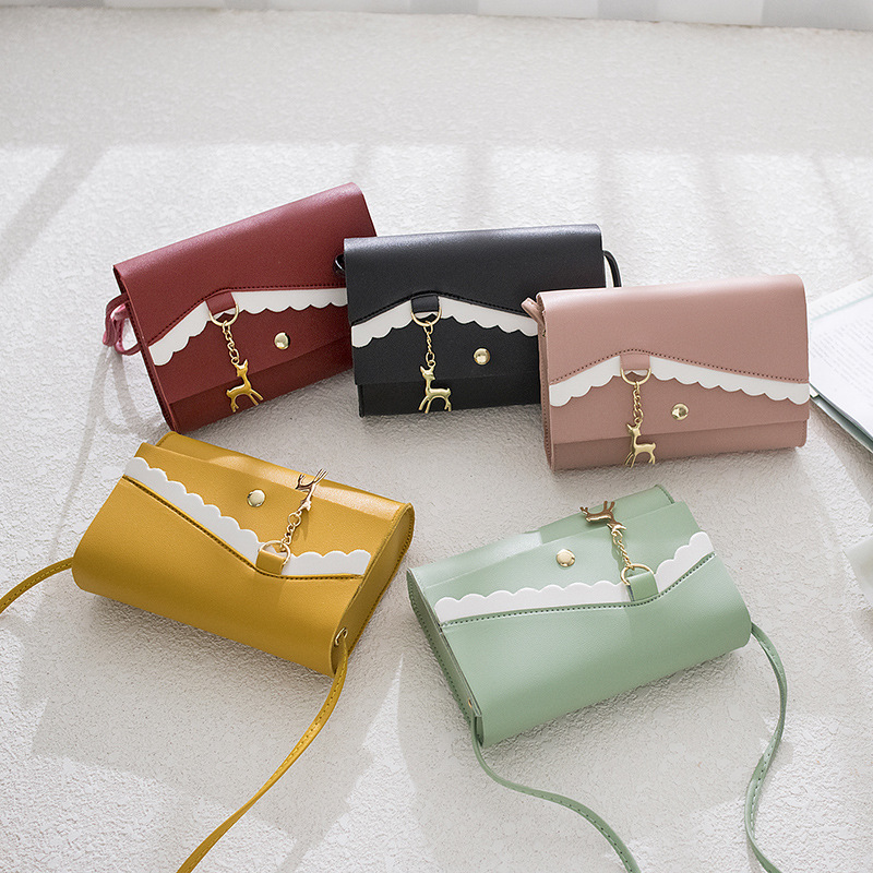 2020 Summer new women's kits Korean version Fashion hit with small deer single shoulder pu small square bag trendy cross mobile phone bag