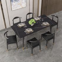 Marble dining table Light luxury small apartment Modern simple dining table and chair combination Net Red Nordic dining table Milk tea shop rock board