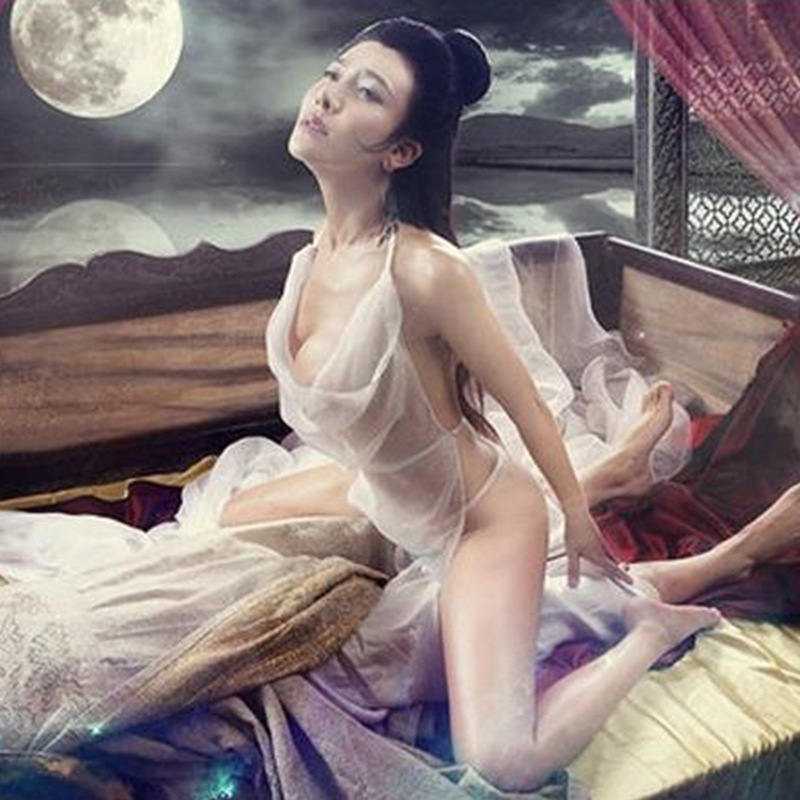 Sexy lingerie large size golden bottle Mei Pan Jinlian Gong Yanfei hot sexy seduction net gauze pajamas 1005