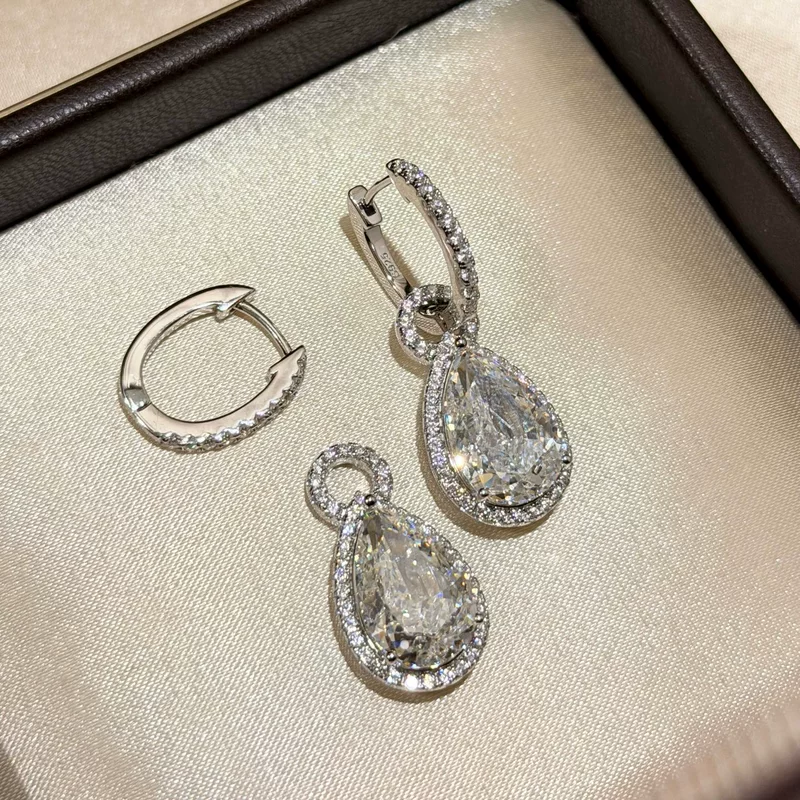 Small design retro fashionable earrings, silver 925 sample, cat's eye, high-quality style