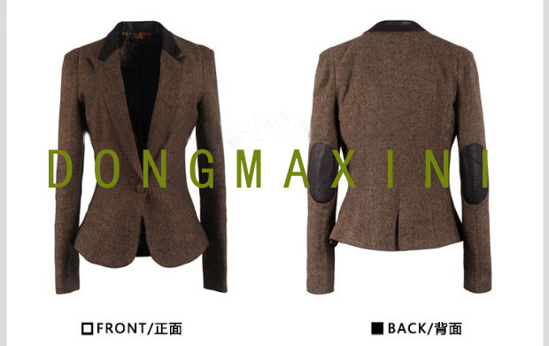 2020 spring and autumn retro European and American woolen one button slim long-sleeved herringbone pattern retro short coat