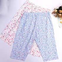 Womens cotton seven-point shorts loose middle-aged and elderly fattened size summer thin cotton pajama pants home pants women