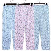 Womens cotton home pants middle-aged and elderly cotton large size high waist loose summer thin air-conditioning trousers women