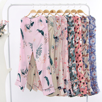 Womens artificial cotton cotton summer home pants thin loose pajama pants anti-mosquito trousers womens wide leg pants can be worn outside