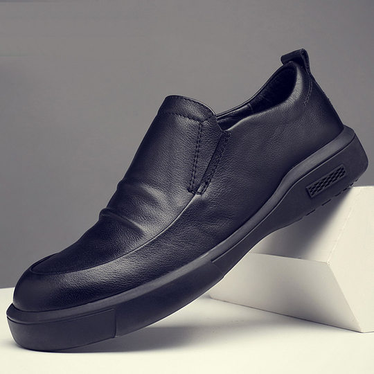 PLOVER new genuine leather men's shoes winter plus velvet to keep warm and non-slip business formal wear versatile soft sole casual leather shoes for men