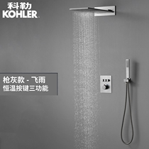 Hidden wall-mounted thermostatic ceiling shower embedded hidden shower canopy set gun gray embedded rain shower