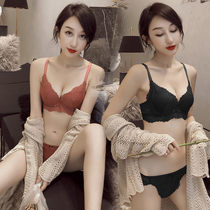  Japanese underwear set womens underwear sex temptation lace girl bra small chest gathered without steel ring bra set