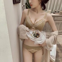  Underwear fun without steel rings gathered lace French adjustable small chest gathered girl bra set sexy