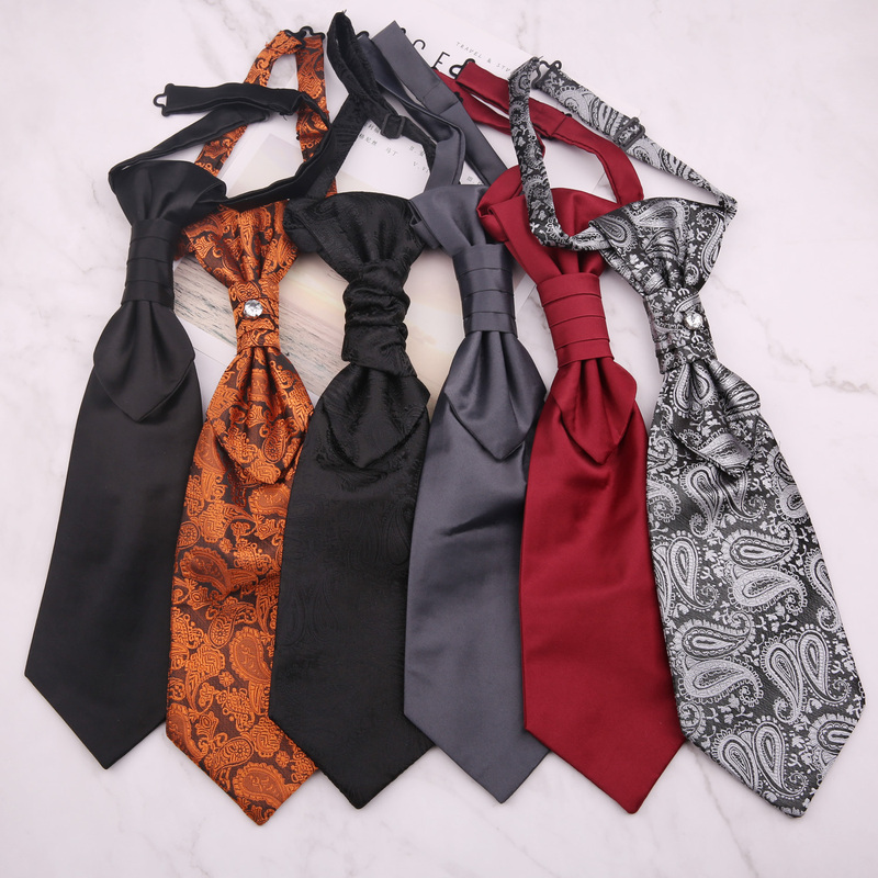 Formal Wear, Suits, Banquet Ties, Hong Kong Knot Men's Neckties, Evening Party, Wedding Photoshoot, Wide Ties, Pure White, Black